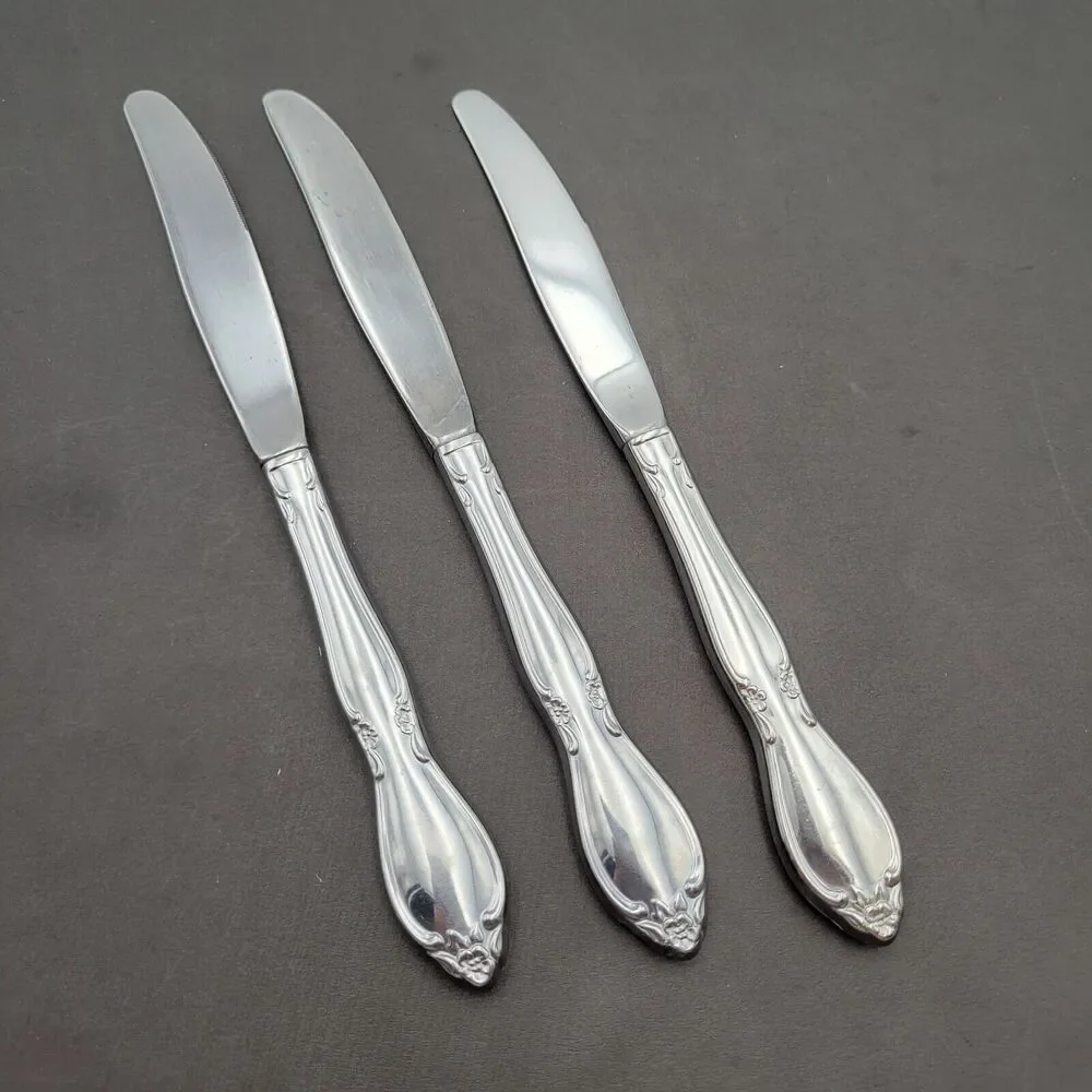 Set of 3 Oneida Community CHATELAINE Hollow Handle Dinner Knives 8.25
